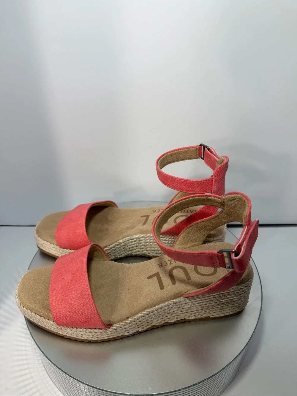SOUL Naturalizer Coral Pink Espadrille Wedge Sandals size 8.5 W new w/out tags